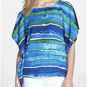 Michael Michael Kors Poncho Tunic Top with Split Sleeve Sz L Colorful Relaxed